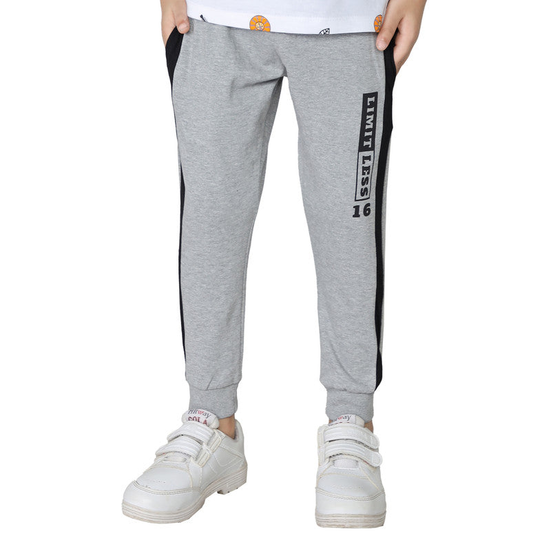 Boys Plain Track Pant|Grey Melange