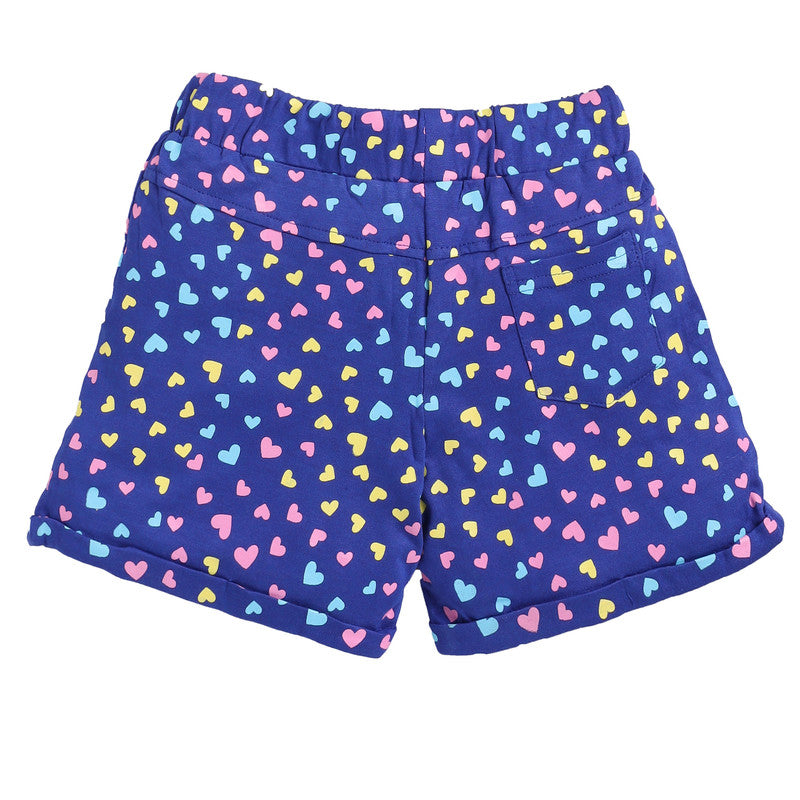 Hearts Printed Shorts | Clematis Blue