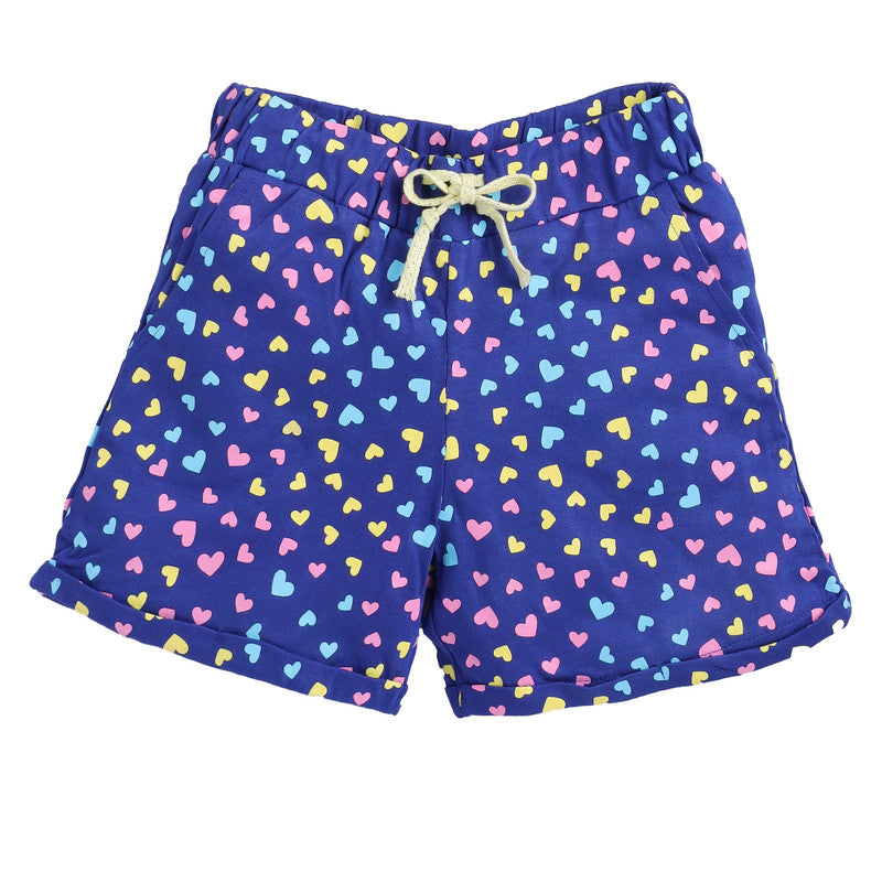 Hearts Printed Shorts | Clematis Blue