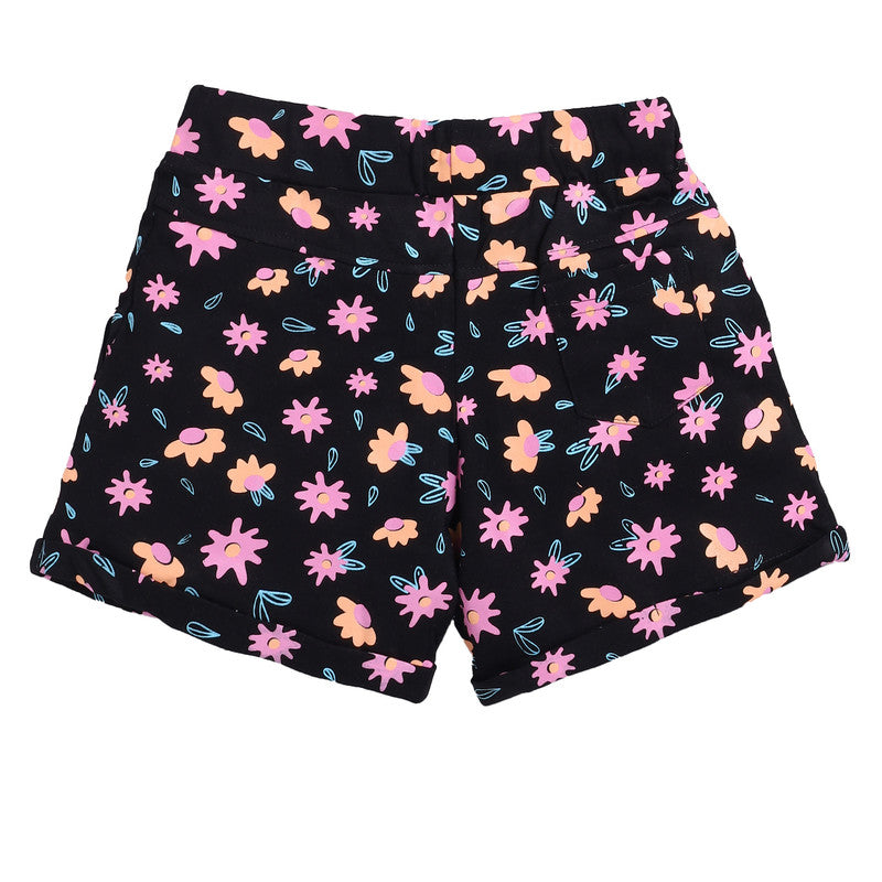 Floral Printed Shorts | Black