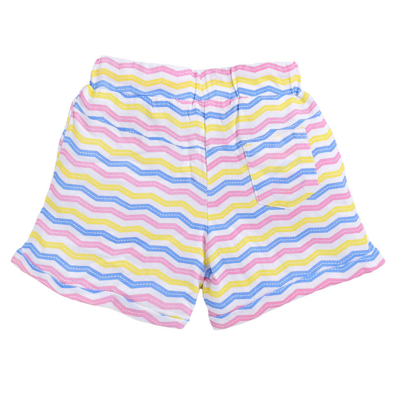 Multicolor Waves Shorts | White