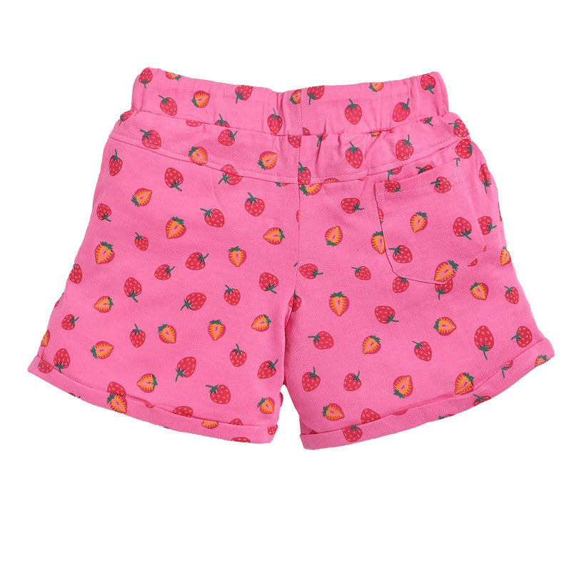 Strawberry Printed Shorts | Pink