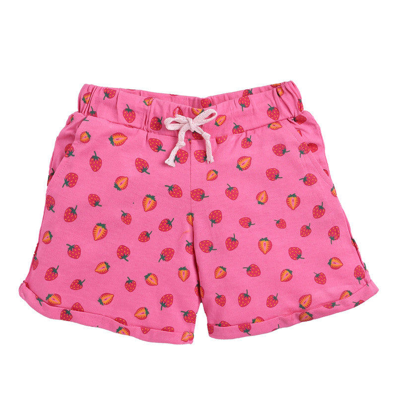 Strawberry Printed Shorts | Pink