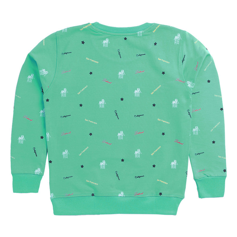 All Over Printed Green Sweatshirt