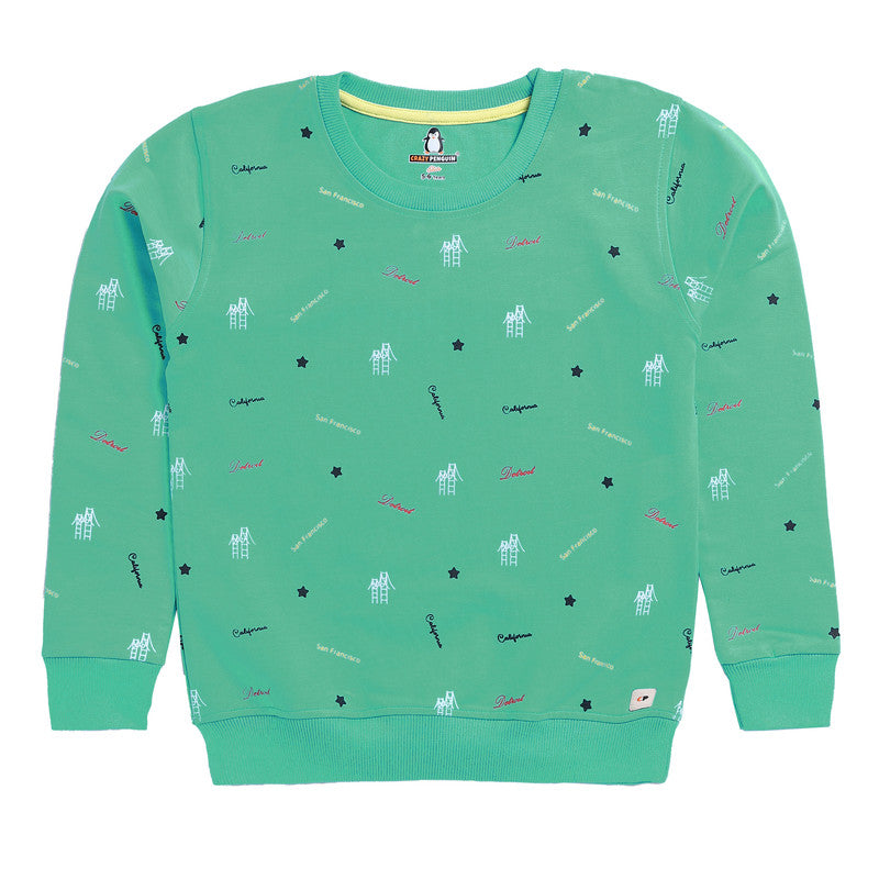 All Over Printed Green Sweatshirt