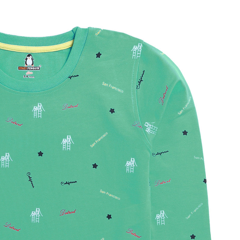 All Over Printed Green Sweatshirt