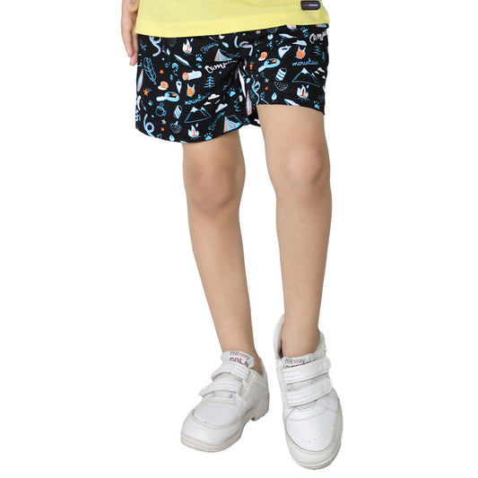 Boys All Over Printed Shorts|Black