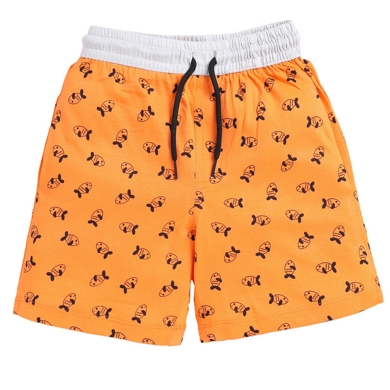 Boys All Over Printed Shorts|Orange