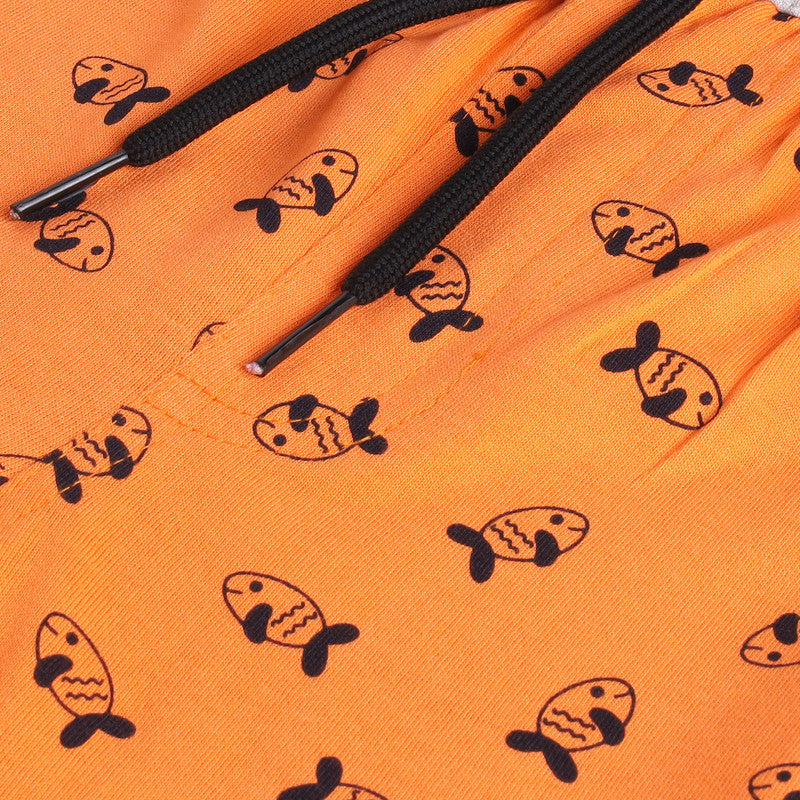 Boys All Over Printed Shorts|Orange