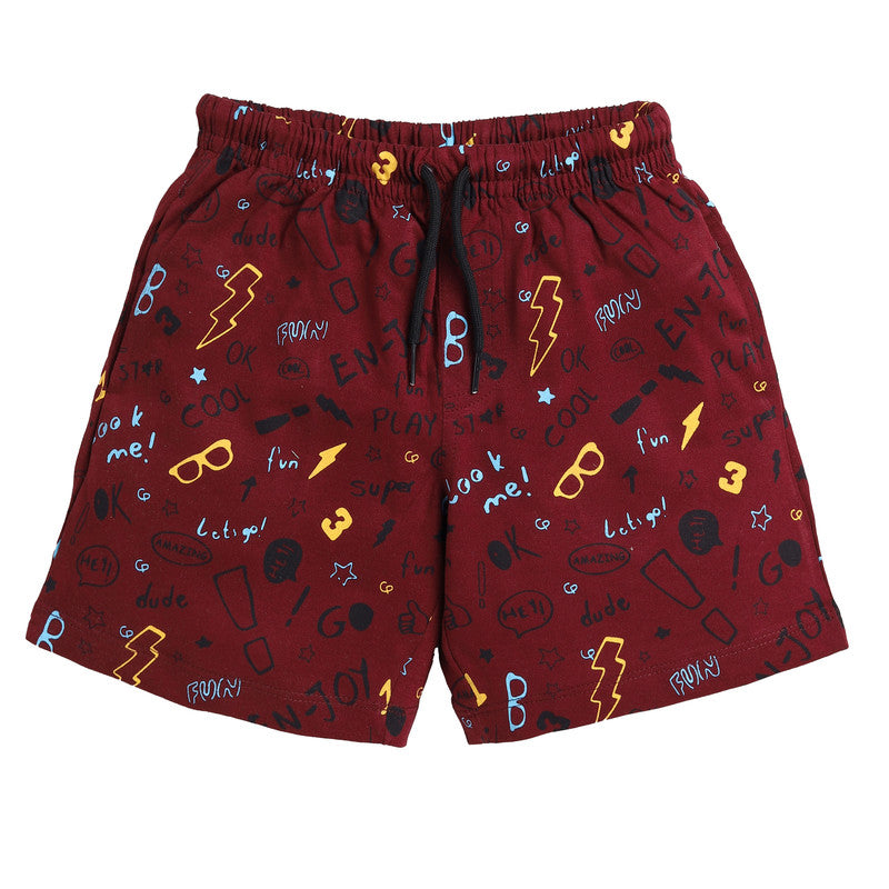 Boys All Over Printed Shorts|Maroon