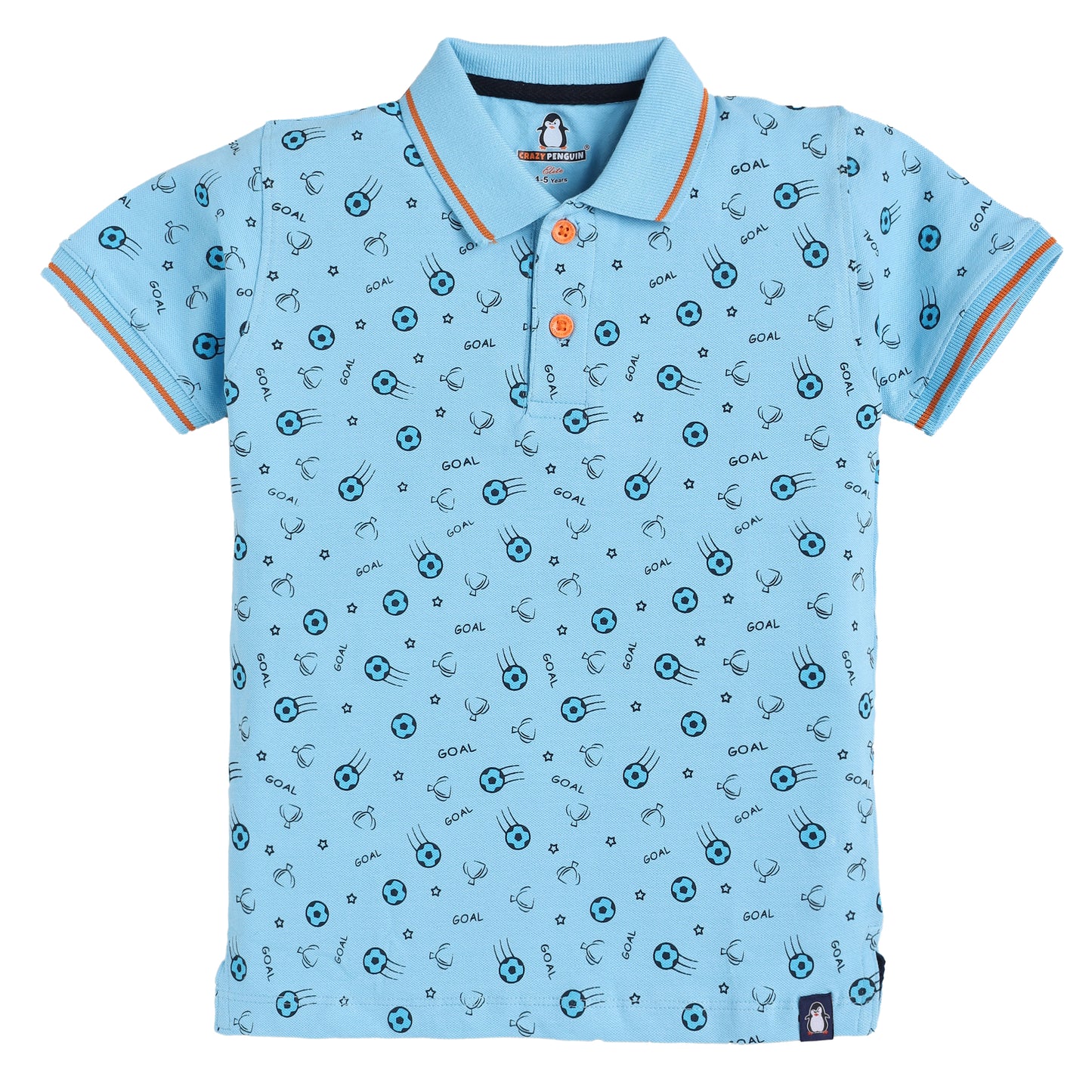 Football Printed Polo | Sky Blue