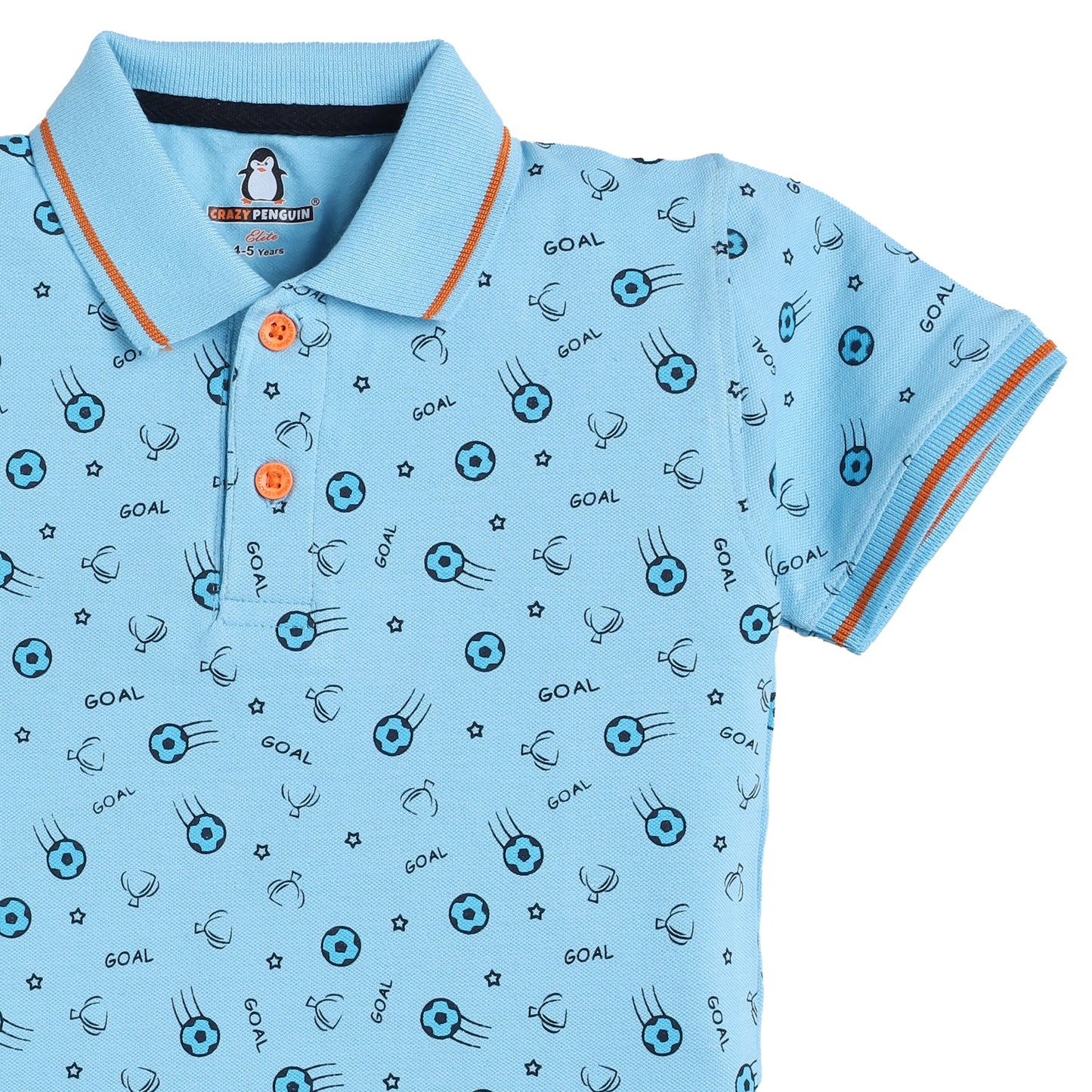 Football Printed Polo | Sky Blue