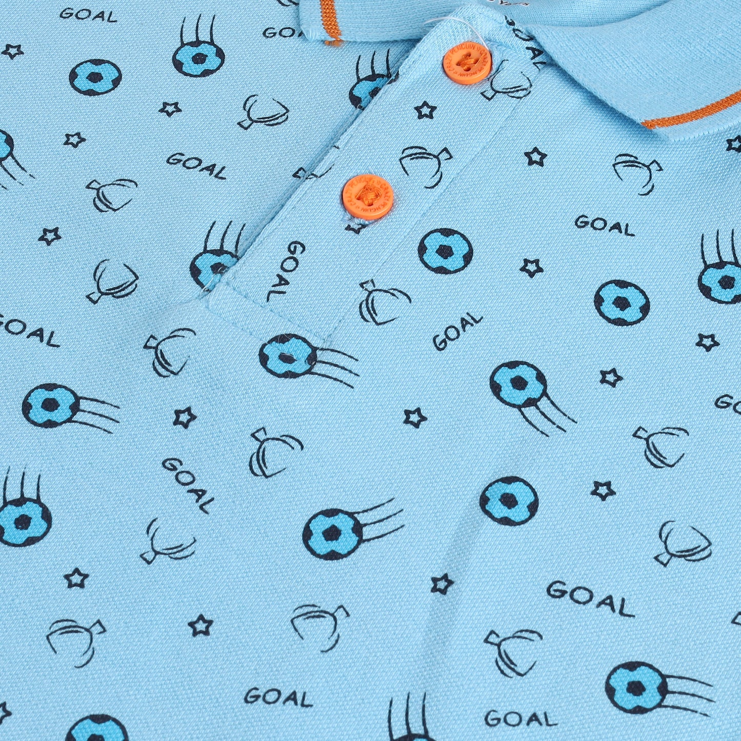 Football Printed Polo | Sky Blue