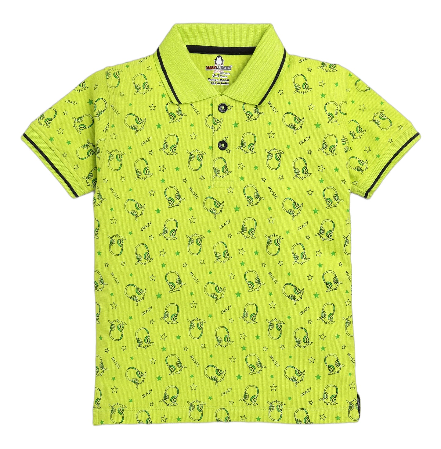 Headphone Music Printed Polo | Green