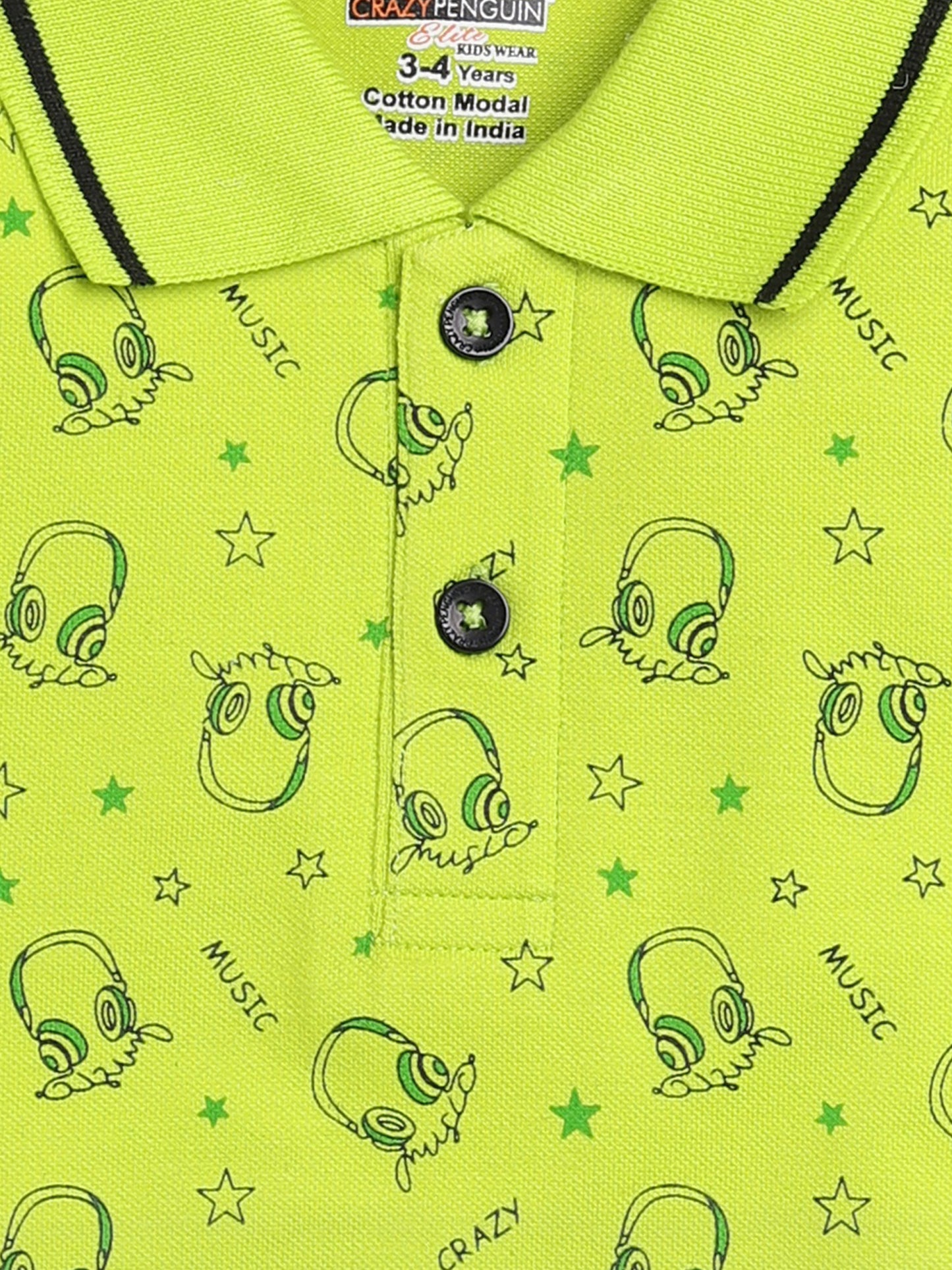 Headphone Music Printed Polo | Green