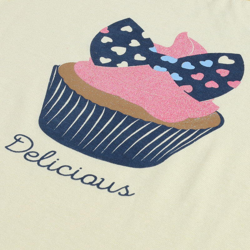 Cup cake Print Half Sleeve Top | Lemon