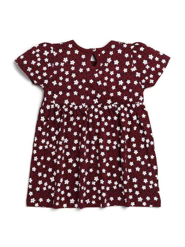 Joyful Print Frock |Maroon