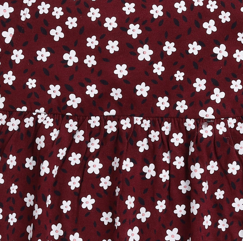 Joyful Print Frock |Maroon