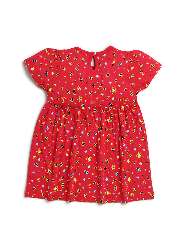 Joyful Prints Frock | Lollipop Red