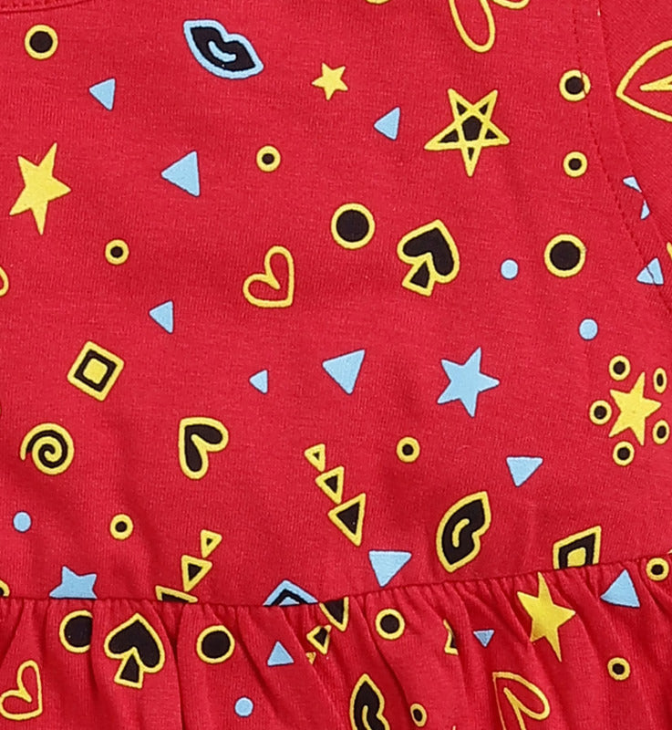 Joyful Prints Frock | Lollipop Red