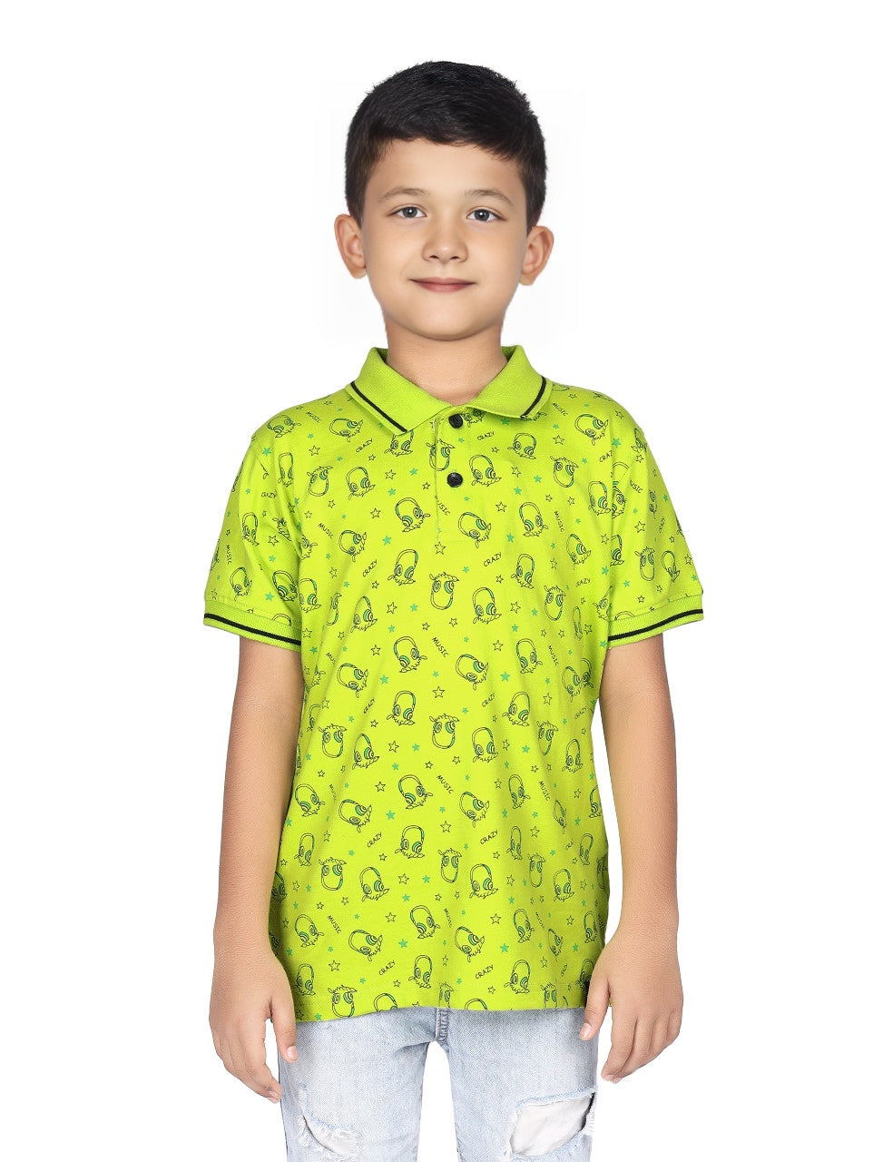 Headphone Music Printed Polo | Green