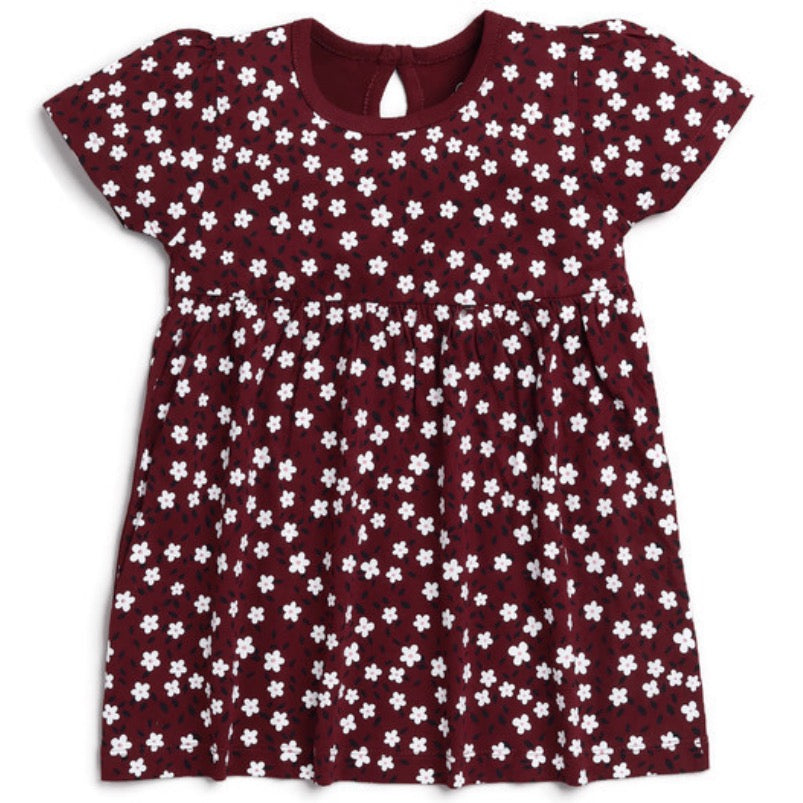 Joyful Print Frock |Maroon