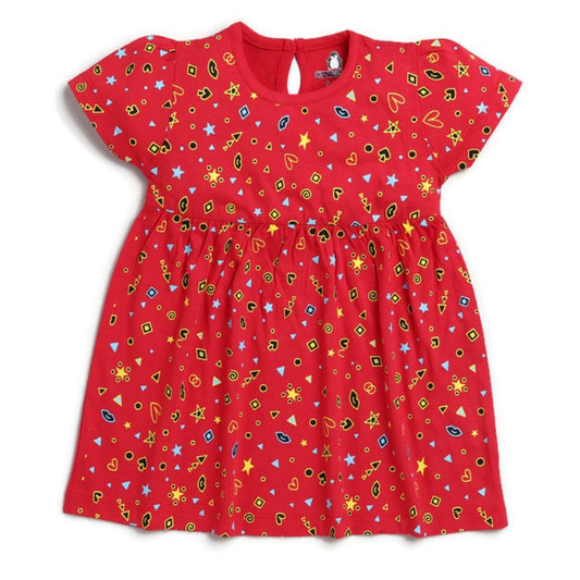 Joyful Prints Frock | Lollipop Red