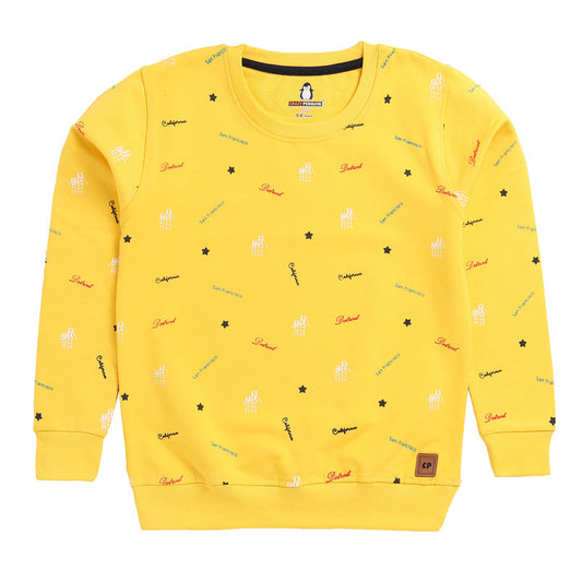 All Over Print Yellow Sweatshirt
